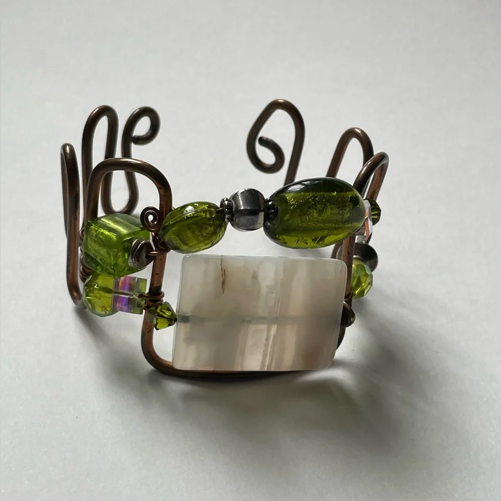 Copper Wire Work Beaded Bracelet